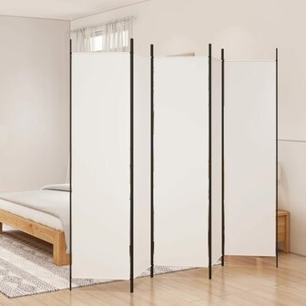 Kamerscherm met 5 panelen 250x200 cm stof wit 1