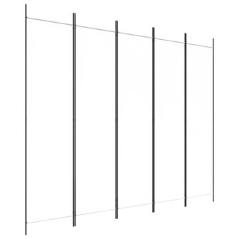 Kamerscherm met 5 panelen 250x200 cm stof wit 2