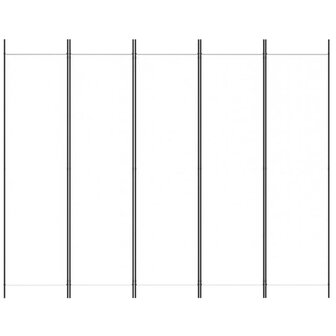 Kamerscherm met 5 panelen 250x200 cm stof wit 3