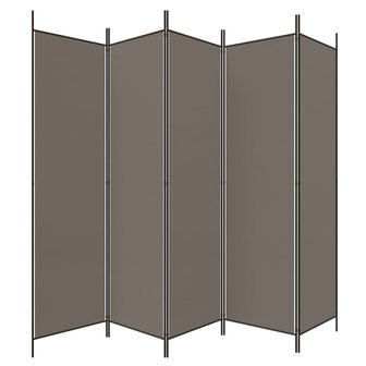 Kamerscherm met 5 panelen 250x200 cm stof antracietkleurig 5