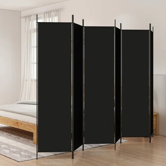 Kamerscherm met 6 panelen 300x200 cm stof zwart 1