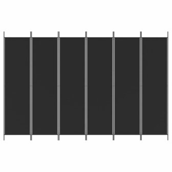 Kamerscherm met 6 panelen 300x200 cm stof zwart 3