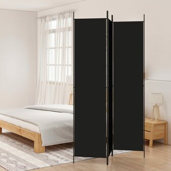 Kamerscherm met 3 panelen 150x220 cm stof zwart 1