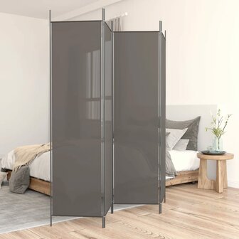  Kamerscherm met 4 panelen 200x220 cm stof antracietkleurig 1