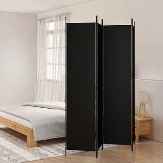 Kamerscherm met 4 panelen 200x220 cm stof zwart 1