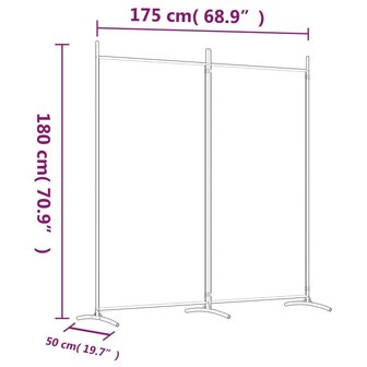  Kamerscherm met 2 panelen 175x180 cm stof wit 8