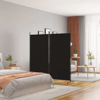 Kamerscherm met 2 panelen 175x180 cm stof zwart 1