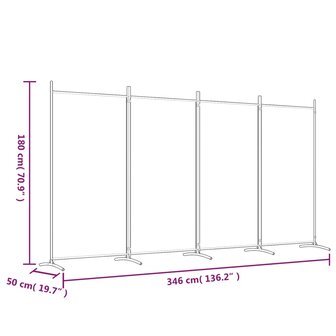 Kamerscherm met 4 panelen 346x180 cm stof antracietkleurig 8