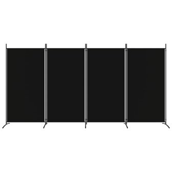 Kamerscherm met 4 panelen 346x180 cm stof zwart 3