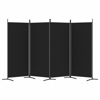 Kamerscherm met 4 panelen 346x180 cm stof zwart 4