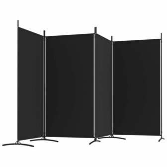 Kamerscherm met 4 panelen 346x180 cm stof zwart 5