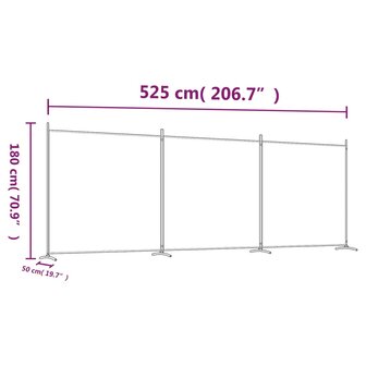 Kamerscherm met 3 panelen 525x180 cm stof antracietkleurig 8