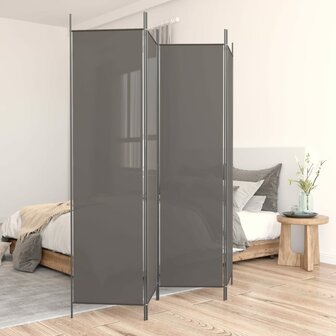 Kamerscherm met 4 panelen 698x180 cm stof antracietkleurig 1