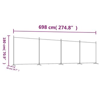 Kamerscherm met 4 panelen 698x180 cm stof antracietkleurig 8