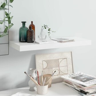 Wandschap zwevend 60x23,5x3,8 cm MDF hoogglans wit 1