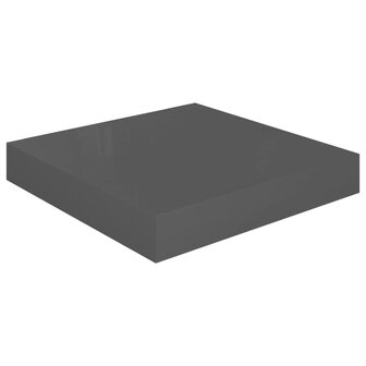Wandschappen zwevend 2 st 23x23,5x3,8 cm MDF hoogglans grijs 3