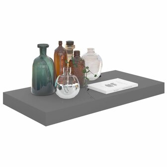 Wandschap zwevend 50x23x3,8 cm MDF hoogglans grijs 3