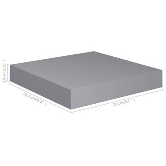 Wandschap zwevend 23x23,5x3,8 cm MDF grijs 7