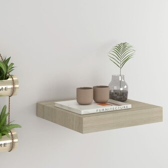 Wandschap zwevend 23x23,5x3,8 cm MDF eikenkleur 1