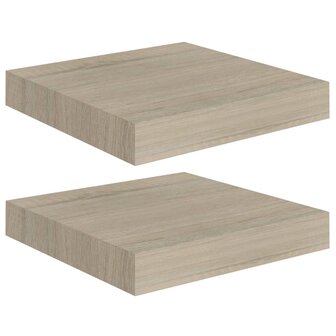 Wandschappen zwevend 2 st 23x23,5x3,8 cm MDF eikenkleurig 2