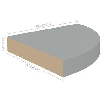 Hoekschap zwevend 25x25x3,8 cm MDF grijs 7