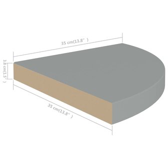 Hoekschap zwevend 35x35x3,8 cm MDF grijs 7