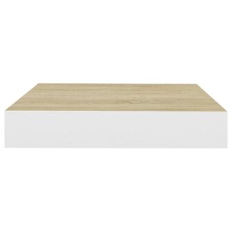 Wandschap zwevend 23x23,5x3,8 cm MDF eikenkleurig en wit 4