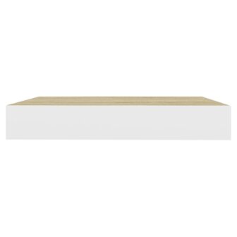 Wandschap zwevend 23x23,5x3,8 cm MDF eikenkleurig en wit 5