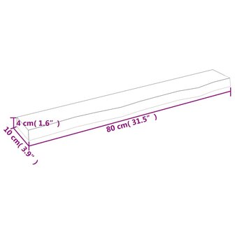 Wandschap 80x10x4 cm onbehandeld massief eikenhout 7