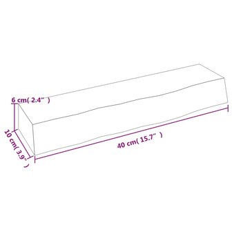 Wandschap 40x10x6 cm behandeld massief eikenhout donkerbruin 7