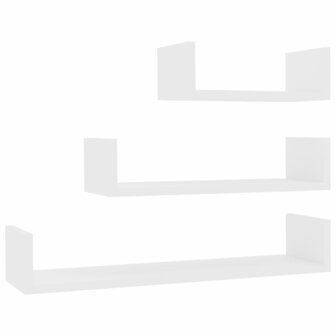 Wandschappen 3 st bewerkt hout wit 2