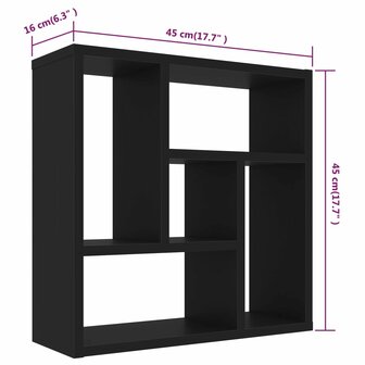 Wandschap 45,1x16x45,1 cm bewerkt hout zwart 6