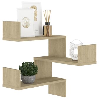 Hoekwandschap 40x40x50 cm bewerkt hout sonoma eikenkleurig 4