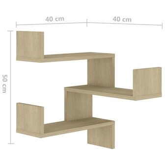 Hoekwandschap 40x40x50 cm bewerkt hout sonoma eikenkleurig 8