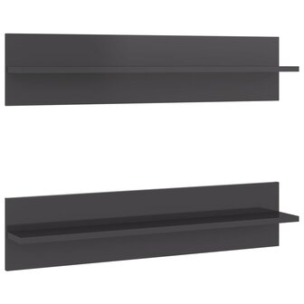 Wandschappen 2 st 80x11,5x18 cm bewerkt hout hoogglans grijs 2