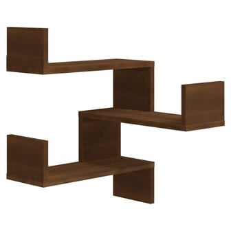 Hoekwandschap 40x40x50 cm bewerkt hout bruin eikenkleur 2