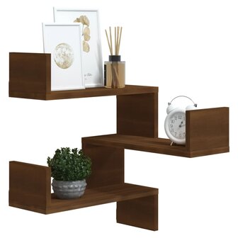 Hoekwandschap 40x40x50 cm bewerkt hout bruin eikenkleur 6