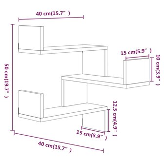 Hoekwandschap 40x40x50 cm bewerkt hout bruin eikenkleur 8