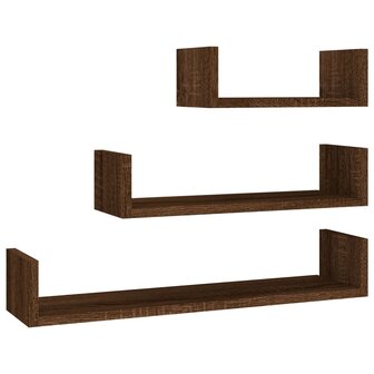 Wandschappen 3 st bewerkt hout bruin eikenkleur 2