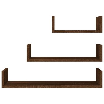 Wandschappen 3 st bewerkt hout bruin eikenkleur 3