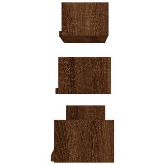 Wandschappen 3 st bewerkt hout bruin eikenkleur 4
