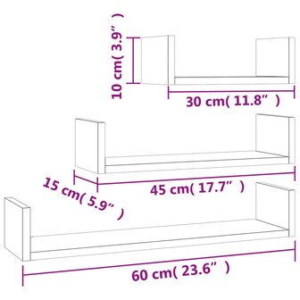 Wandschappen 3 st bewerkt hout bruin eikenkleur 7