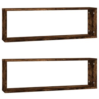 Wandschappen kubus 2 st 80x15x26,5 cm hout gerookt eikenkleurig 2