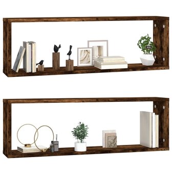 Wandschappen kubus 2 st 80x15x26,5 cm hout gerookt eikenkleurig 4