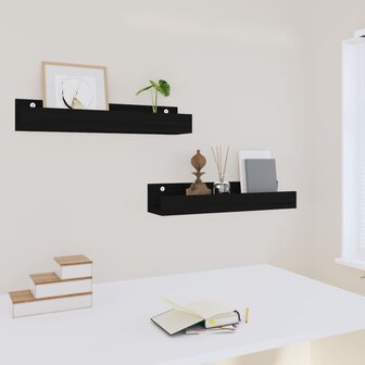 Wandschappen 2 st 50x12x9 cm massief grenenhout zwart 6