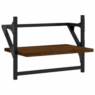 Wandschappen met stangen 2 st 40x25x30 cm bruin eikenkleur 4