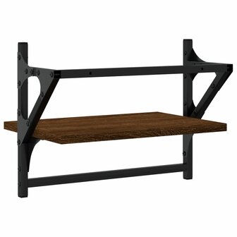 Wandschappen met stangen 2 st 40x25x30 cm bruin eikenkleur 7