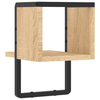 Wandschap met stang 20x25x30 cm sonoma eikenkleurig 6