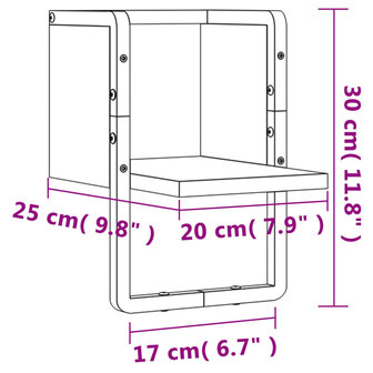 Wandschap met stang 20x25x30 cm sonoma eikenkleurig 8