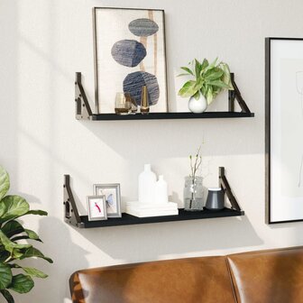 Wandschappen 2 st 60x15x15,5 cm zwart 1